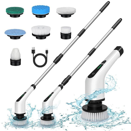 Electric Spin Scrubber Brush with 8 Replacement Brush Heads for Bathroom Kitchen Bathtub Glass Car etc. LAMPEL
