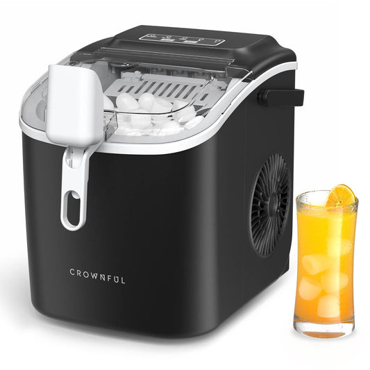 CROWNFUL Quick Ice Maker – 9 Bullet Ice Cubes in 6 Minutes, Energy-Efficient for Home & Office Use LAMPEL